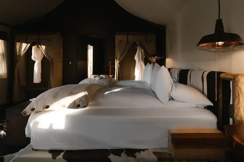 Inside a spacious Carpa Refugio